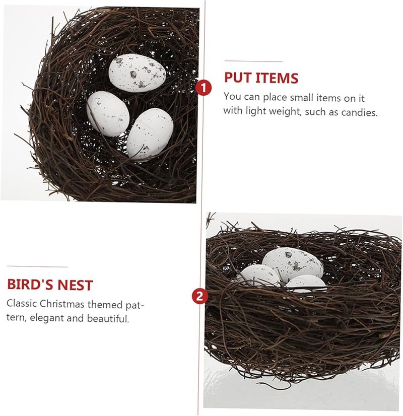 Brown Faux Bird Nest with Eggs for Outdoor Home and Garden Decor - Image 4